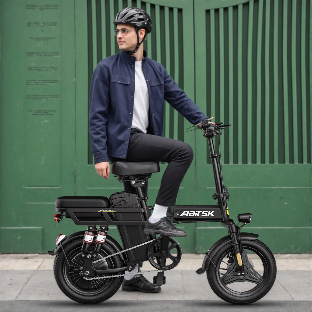 Aairsk 500W Mini Folding Electric City Bike — 48V 15Ah 14" Compact E-Bike, 22MPH (US/EU Stock)