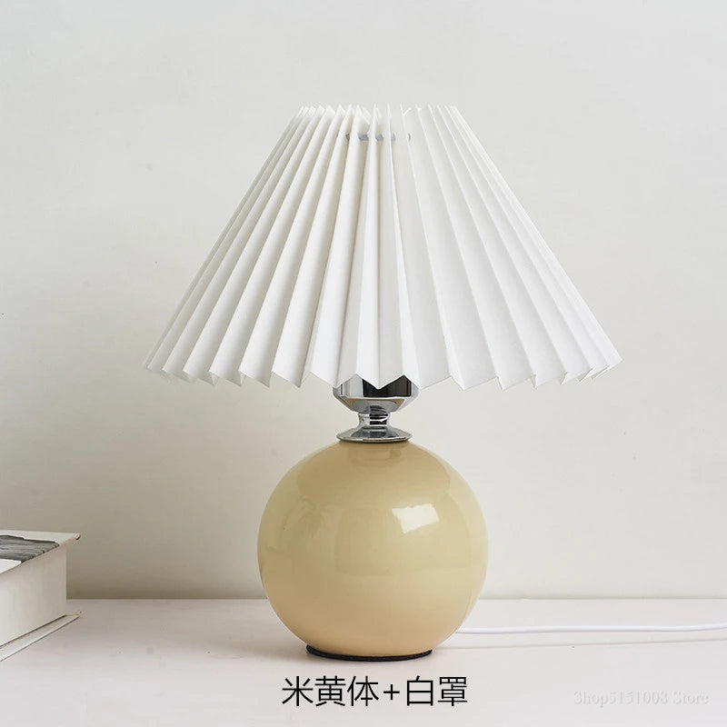Ceramic Table Lamp – Pleated Fabric Shade