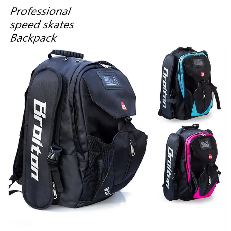 Inline Speed Skates Backpack – Helmet & Protective Pads Container Roller Skating Bag for 4x110mm & 3x110mm Skates