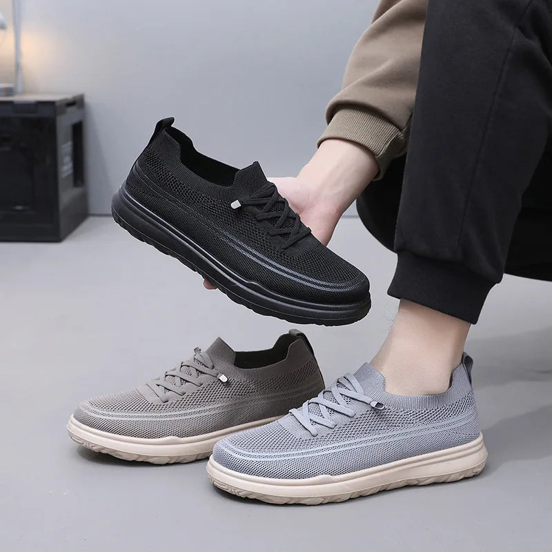 Men's Extra Size Mesh Slip-On Walking Shoes — Super Soft PU Sole Cushioned Jogging Shoes