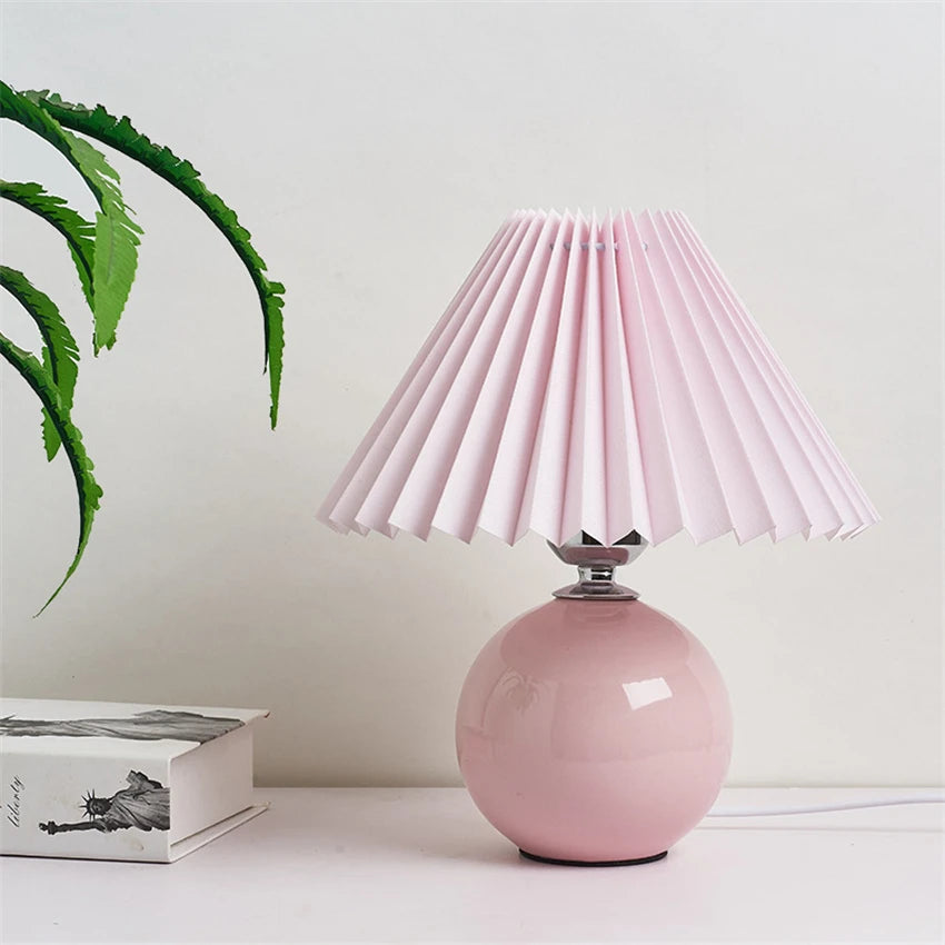Ceramic Table Lamp – Pleated Fabric Shade