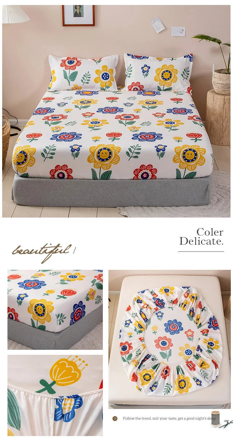 Bonenjoy Carrot Pattern Fitted Sheet – Elastic Mattress Cover, Twin to King, Adults & Kids