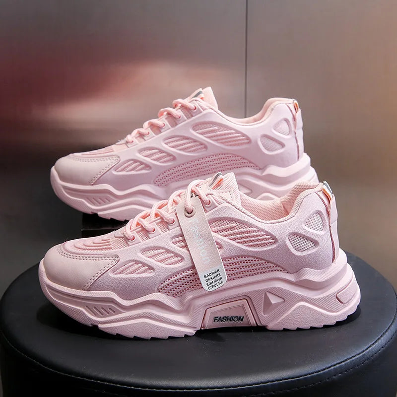Women's Lace-Up Mesh Platform Sneakers — Breathable Comfortable Walking Shoes (Sizes 35-40)