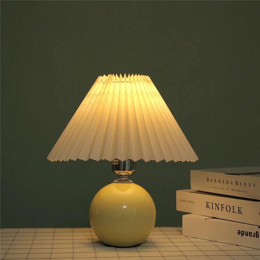 Ceramic Table Lamp – Pleated Fabric Shade