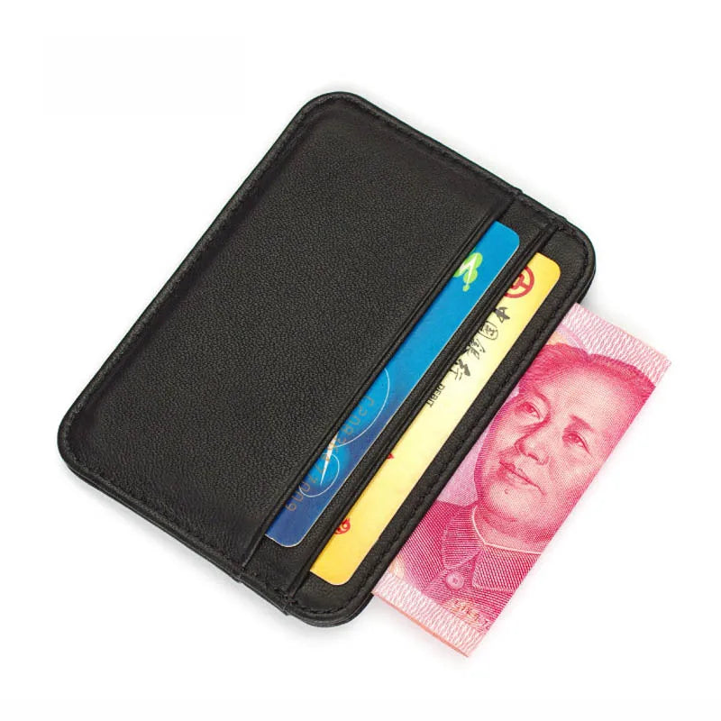Slim Genuine Sheepskin Leather Men's Wallet – Ultra-Thin Mini ID & Credit Card Holder Purse