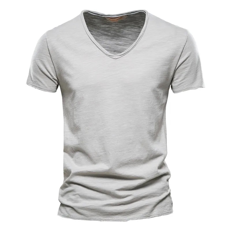Men's 100% Cotton V-Neck Slim Fit T-Shirt — Fitted Everyday Tee