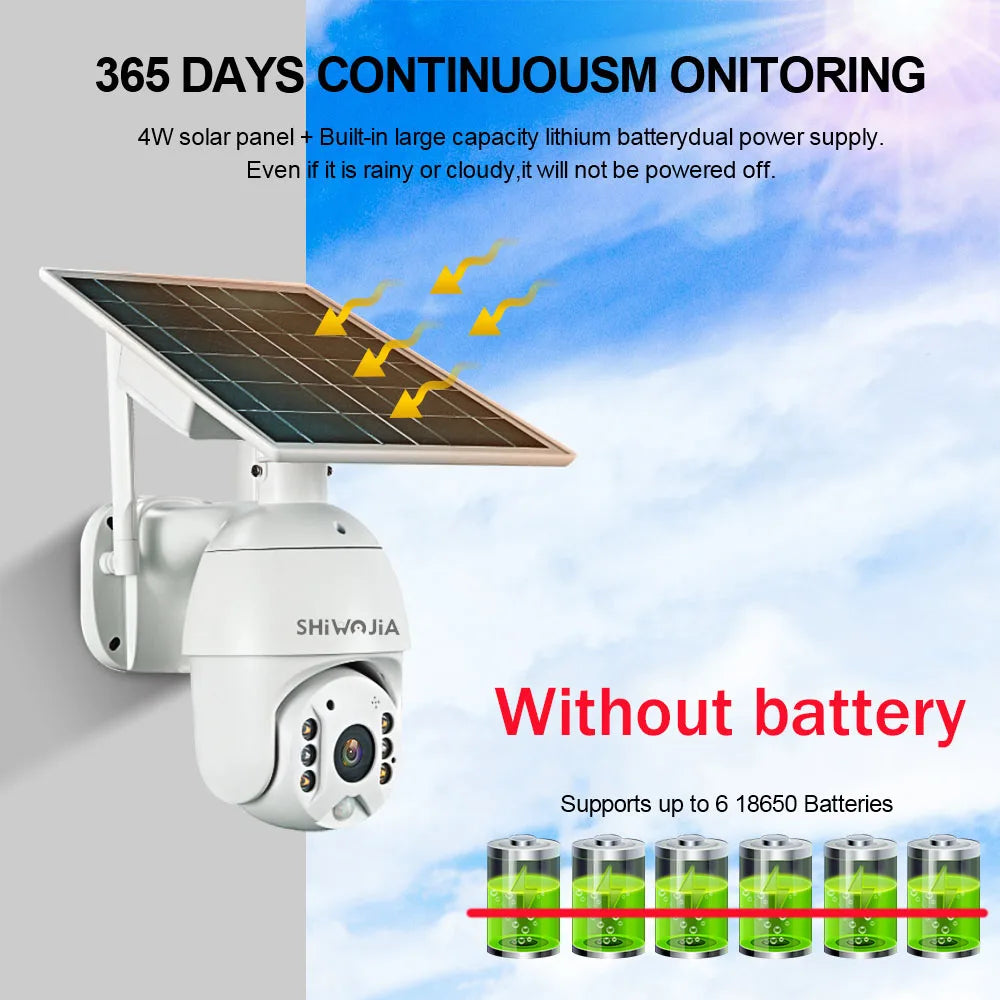 SHIWOJIA Solar Security Camera – 4G or Wi-Fi Options