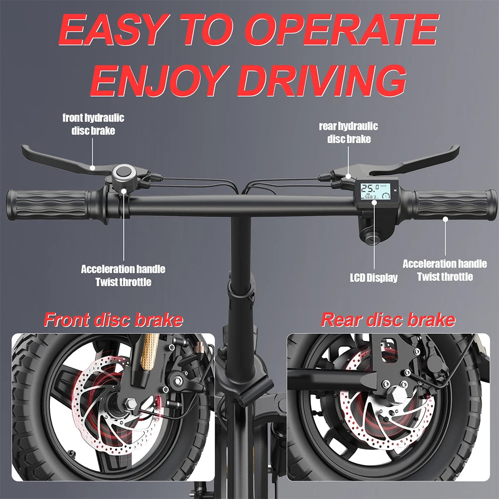 QJ26 1000W 26" Fat Tire Electric Mountain Bike — 48V Off-Road E-Bike, 31MPH, Hydraulic Disc Brakes