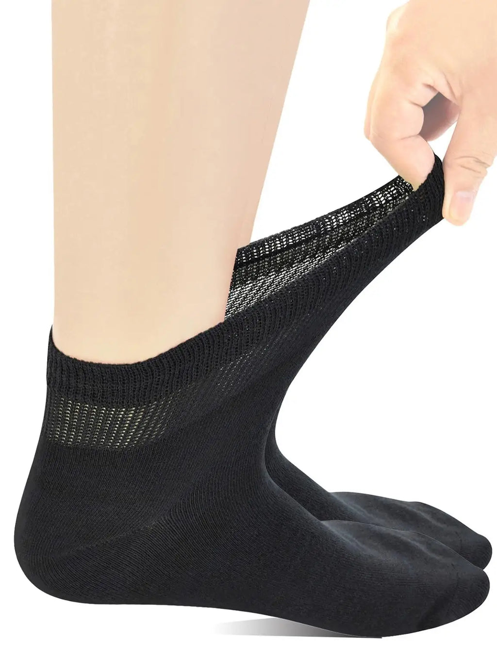 Yomandamor Men's Coolmax Ankle Diabetic Socks – Extra-Wide with Seamless Toe, 5 Pairs