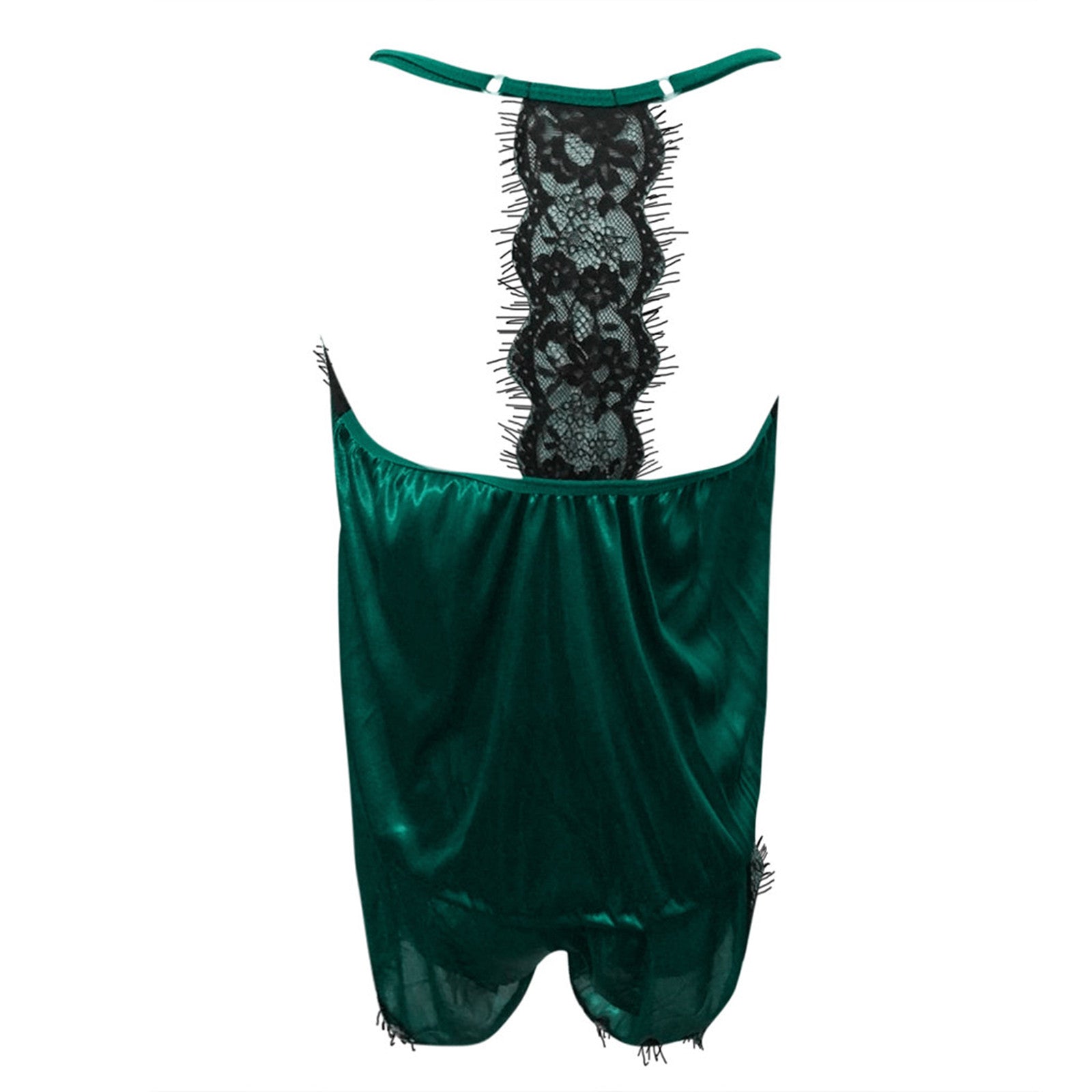 Lace V-Neck Satin Pajama Set — 2-Piece Sexy Sleepwear