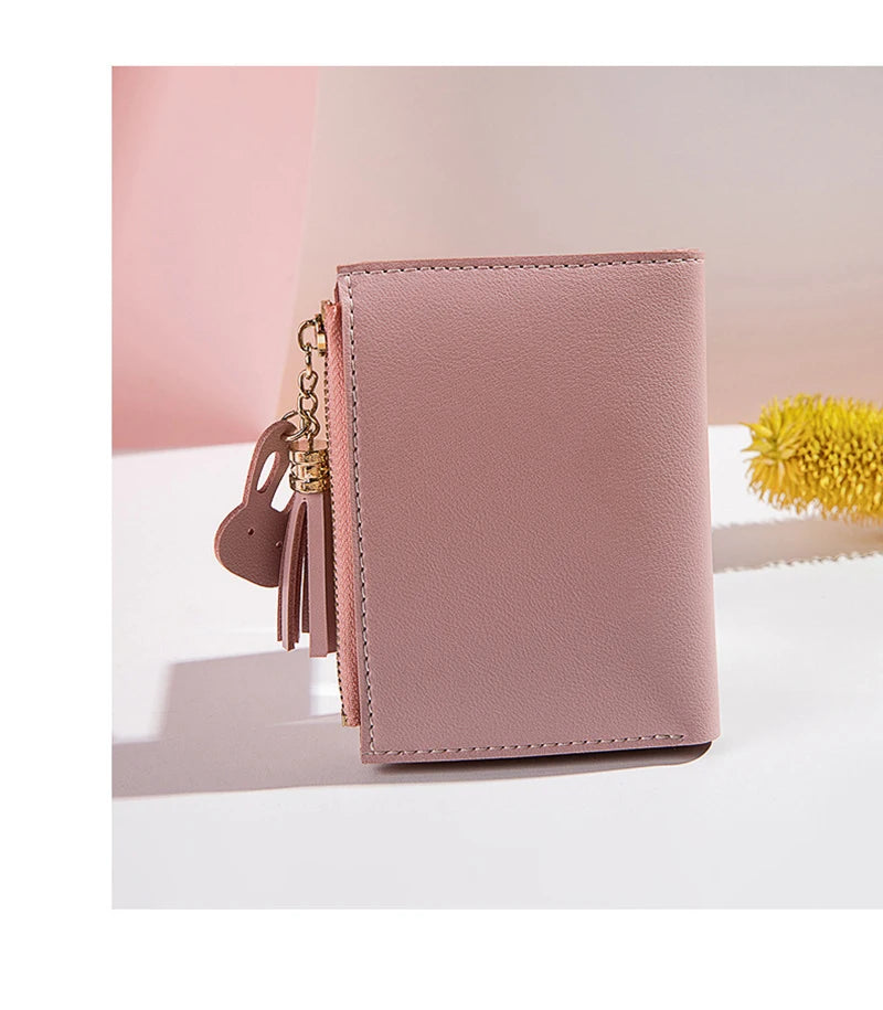 Women's PU Leather Wallet – Foldable Card Holder & Coin Purse for Ladies
