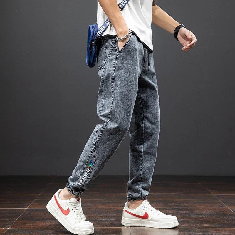 Men's Baggy Cargo Denim Jogger Pants — Streetwear Harem Jean Trousers Plus Size