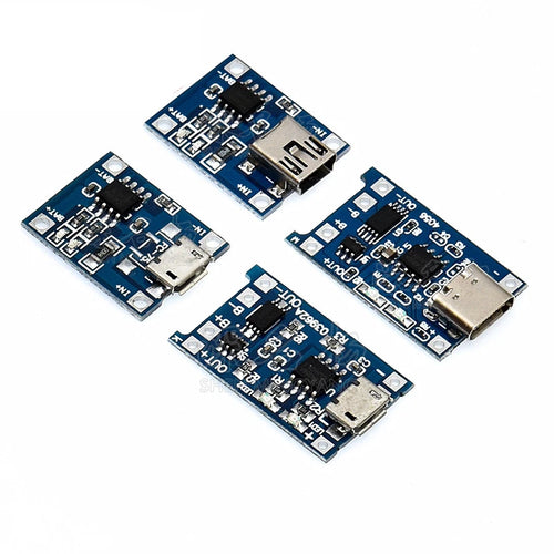5-Pack USB 18650 Charger Module — Type-C / Micro / Mini USB Li-ion Charging Board