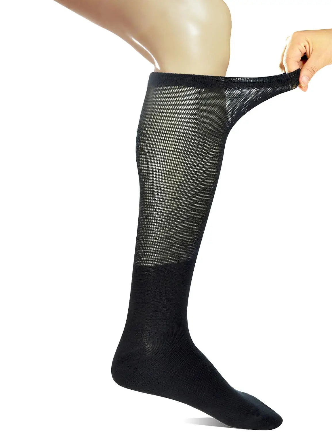 Men's Over-the-Calf Compression Diabetic Dress Socks – 4 Pairs Seamless Toe Size 13-15