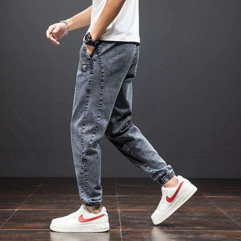 Men's Baggy Cargo Denim Jogger Pants — Streetwear Harem Jean Trousers Plus Size