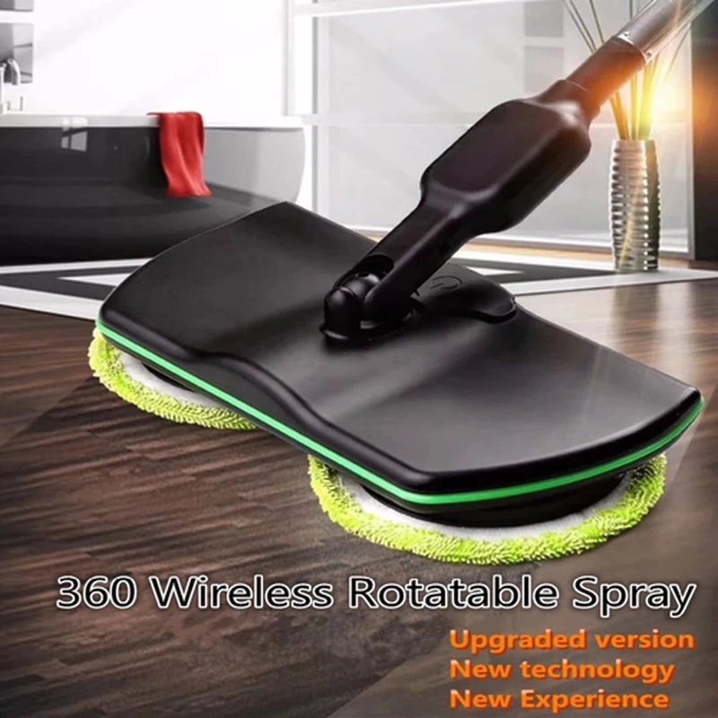 Cordless Electric Spinning Mop — 3-in-1 Rechargeable Floor Cleaner, Scrubber, Handheld Vacuum & Carpet Polisher Mop