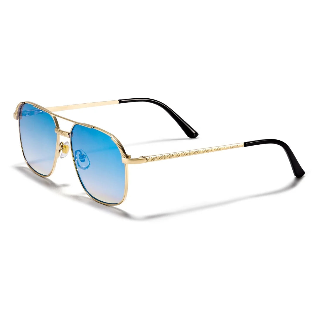 HBK Unisex Retro Double-Bridge Sunglasses | Vintage Reflective Lens UV400 Luxury Metal Frame
