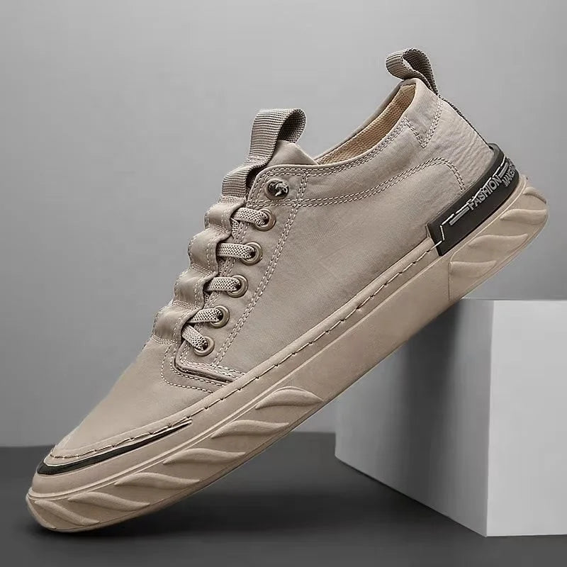 Men's Breathable Canvas Slip-On Shoes — Trendy Casual Rubber Sole Sneakers (Sizes 39-44)