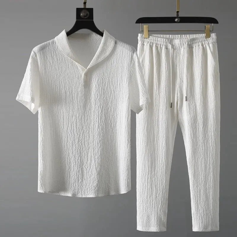 Men's Classic Shirt & Trousers Set – Business Casual 2-Piece Outfit (M–4XL)