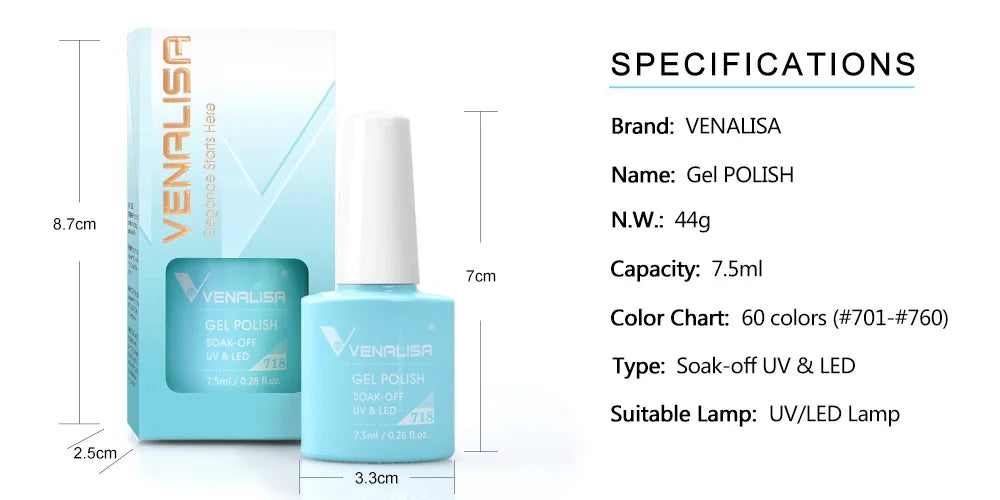Venalisa VIP4 Gel Nail Polish 7.5ml — Soak Off UV/LED Long-Lasting Color