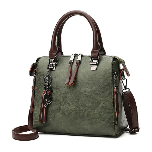 Vintage Cat Tassel Shell Crossbody Handbag – PU Leather Shoulder Tote for Women