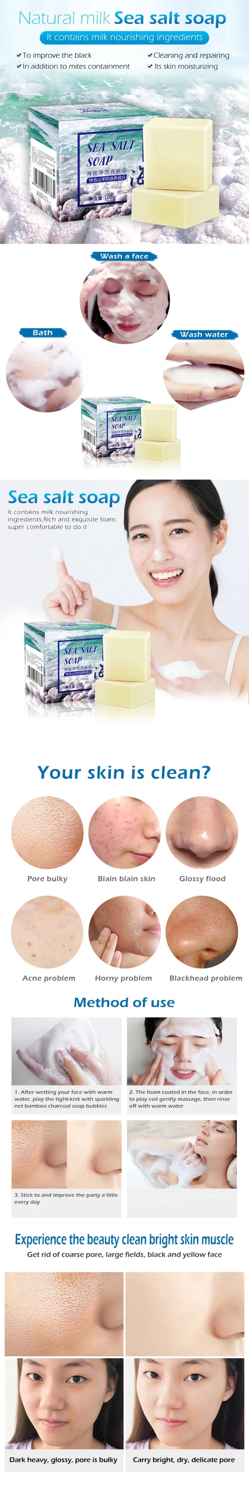 Sea Salt & Goat Milk Moisturizing Soap Bar – Pore Cleansing Acne Treatment Face Care