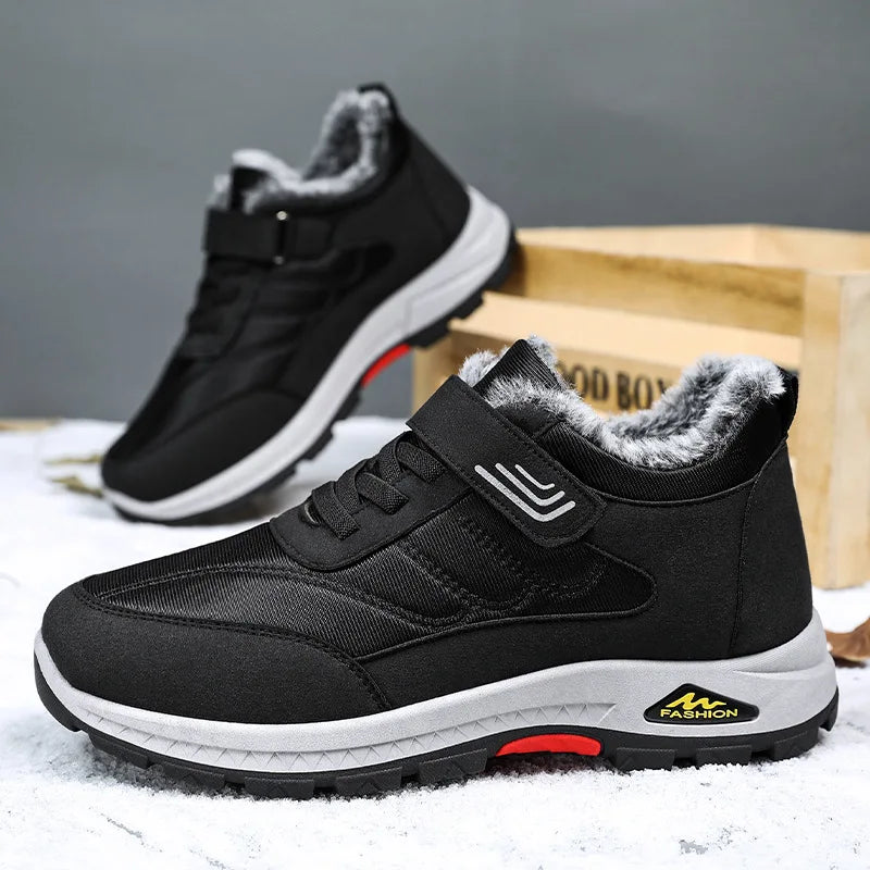 Men's Warm Cotton Winter Hiking Shoes — Velvet Lined Walking Shoes for Elderly (Sizes 39-44)
