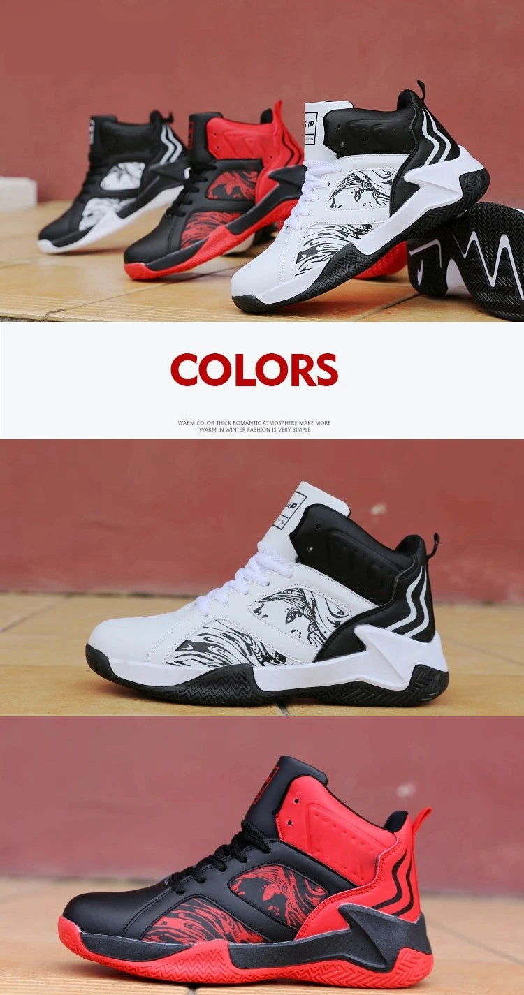 Men's High-Top Basketball Shoes – Cushioned Breathable Sports Sneakers