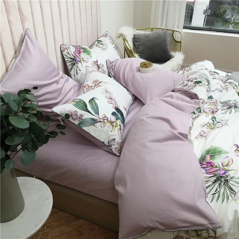 500TC Egyptian Cotton Bedding Set – 4 or 6-Piece Luxury Duvet Cover with Sheet & Pillowcases, 19 Colors