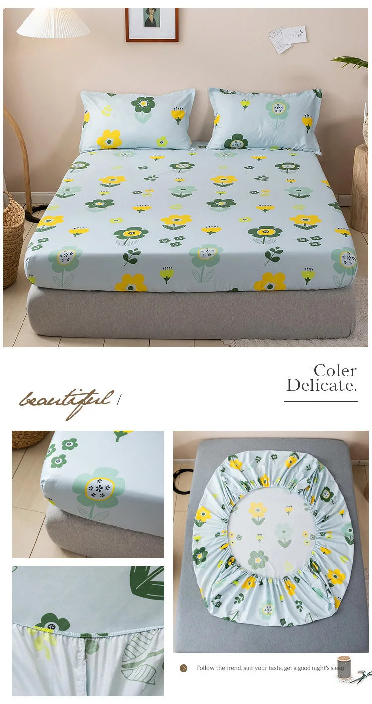 Bonenjoy Carrot Pattern Fitted Sheet – Elastic Mattress Cover, Twin to King, Adults & Kids