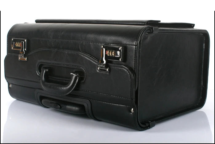 Retro PU Pilot Rolling Luggage – Cabin Trolley Suitcase