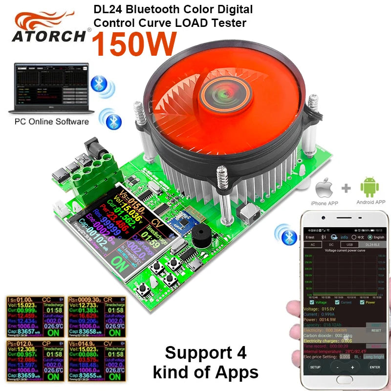 150W 25A Battery Capacity Tester – DC USB Electronic Load & Lithium Discharge Monitor with PC App