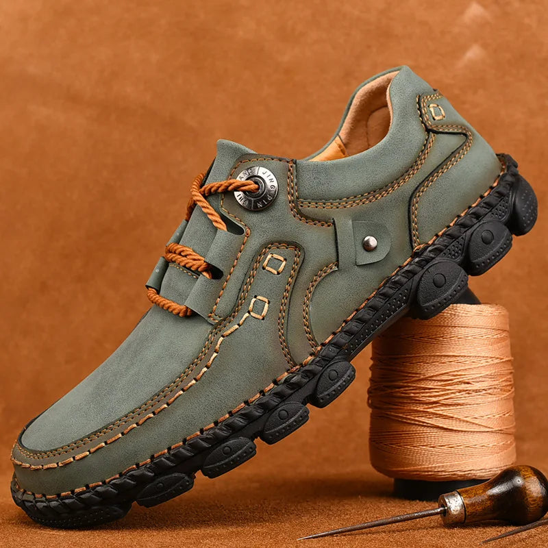 Men's Large Size Business Casual Leather Shoes — Thick Sole Lace-Up Work Shoes (Sizes 39-48)