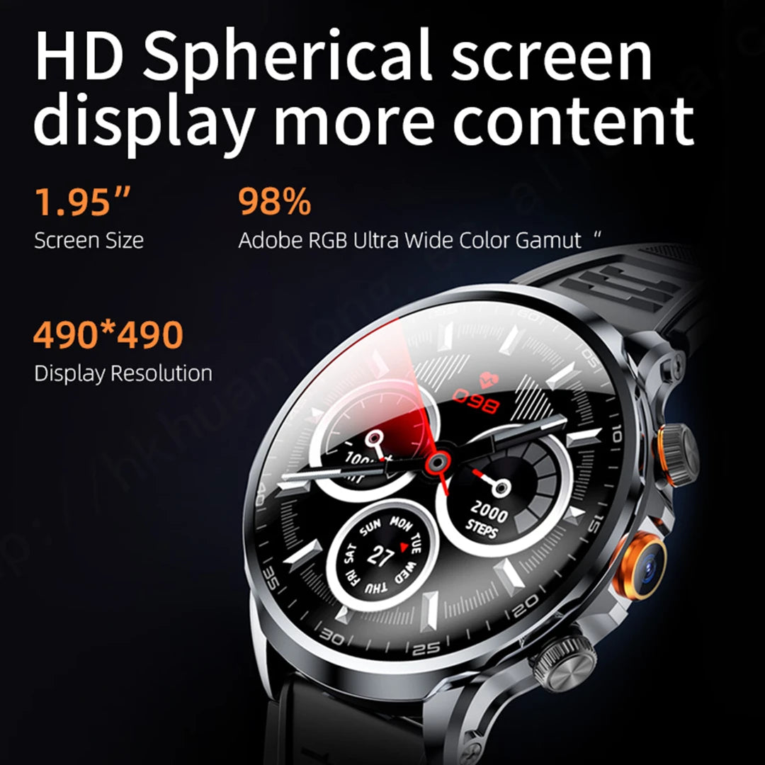 HUANLONG 4G LTE Android Smartwatch with Heart Rate Tracker GPS Navigation Remote Control SIM Card IP68 Waterproof Unisex Design