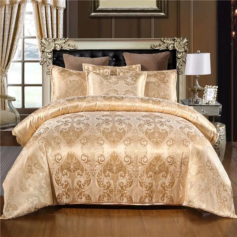 Luxury Silky Duvet Cover Set – Queen & King Bedding with Pillowcases, Gold & Multi-Color