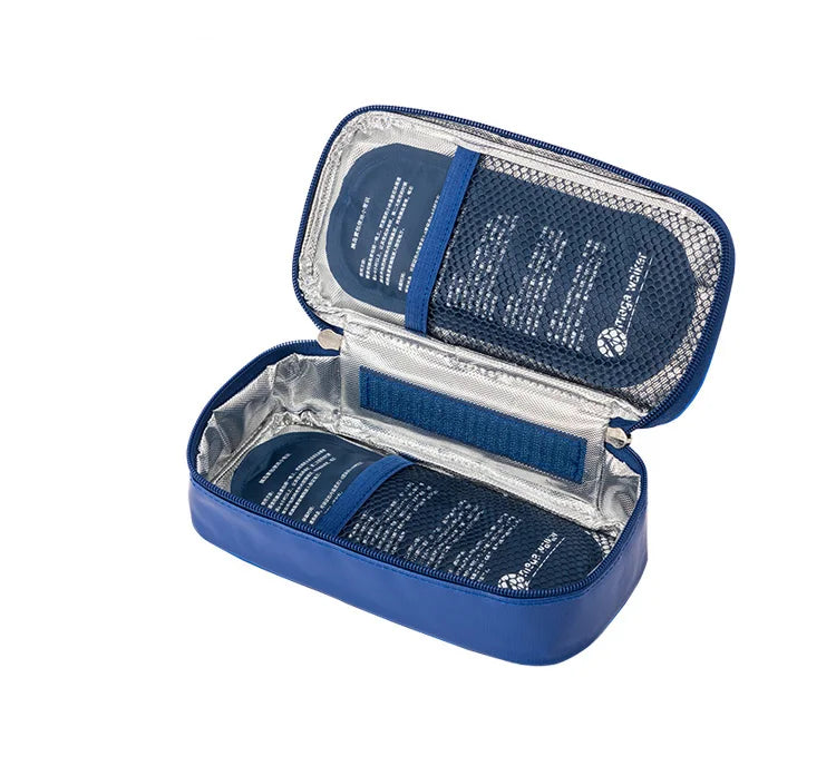 Portable Insulated Insulin Cooler Bag – Nylon Aluminum Foil Diabetic Travel Case with Gel Packs & Thermometer