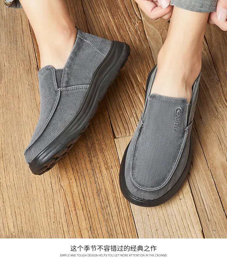 Men's Lightweight Slip-On Walking Shoes — Cushioned Polyester Upper All-Season Loafers