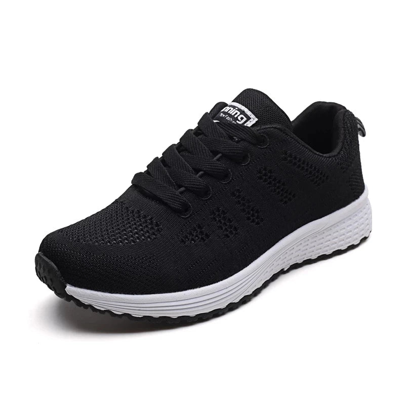 Women’s Casual Mesh Flat Sneakers — Breathable Lightweight Walking Shoes