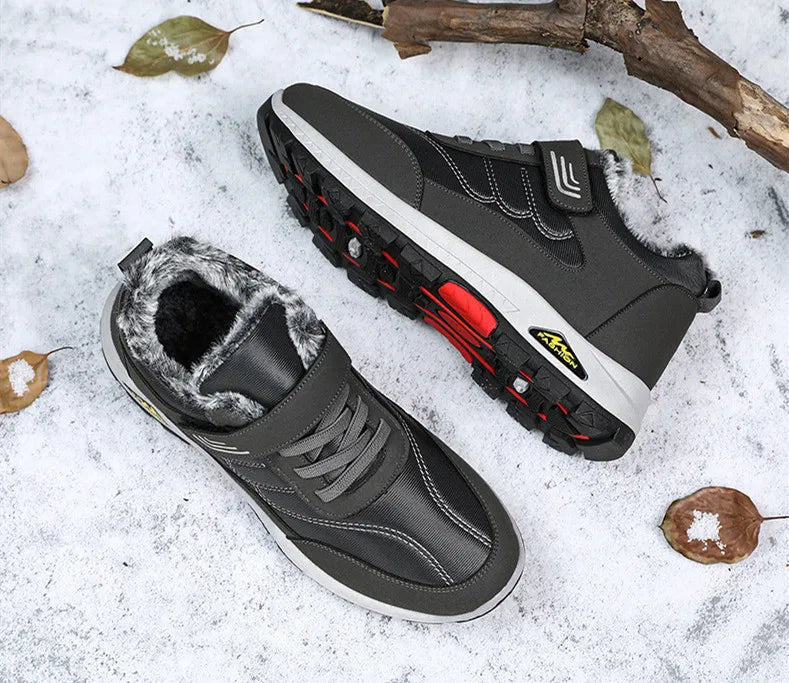 Men's Warm Cotton Winter Hiking Shoes — Velvet Lined Walking Shoes for Elderly (Sizes 39-44)