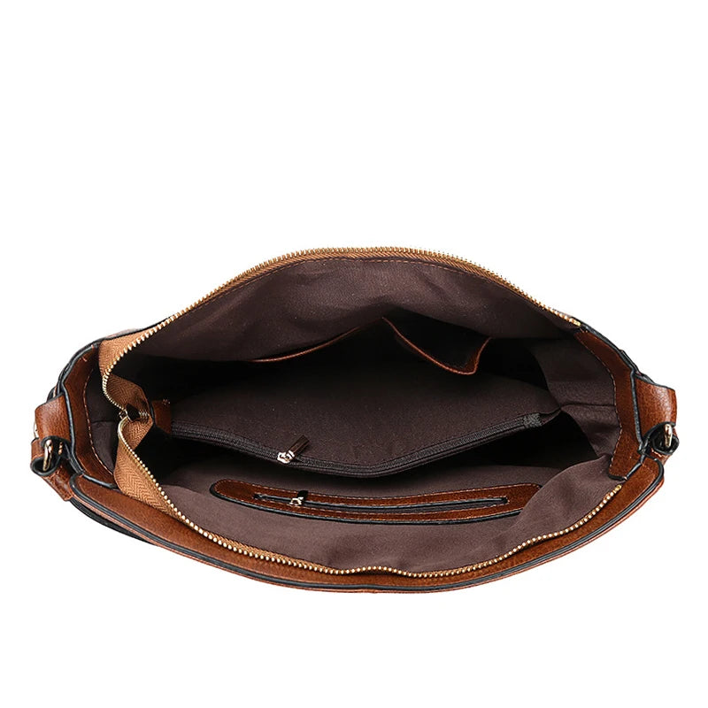 LadyHuarui Vintage PU Hobo Tote Bag – Tassel Patchwork Crossbody Shoulder Handbag for Women