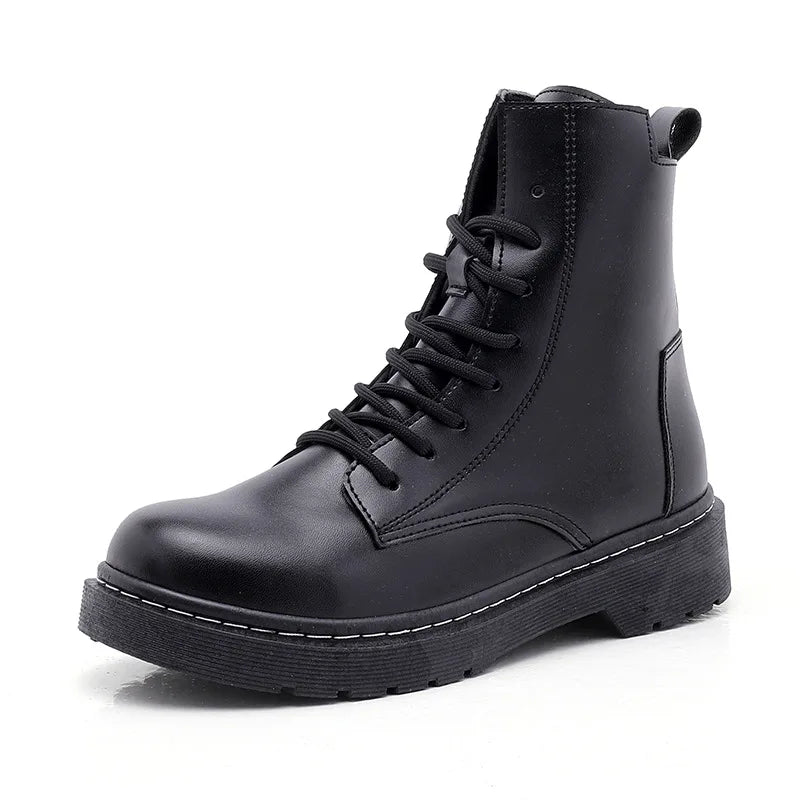 Women's Waterproof Leather Ankle Boots — Warm British Style Lace-Up Boots (Sizes 35-44)
