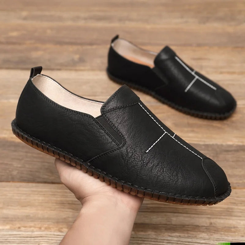 Men's Casual Business Leather Shoes — Slip-On Genuine Leather Walking Shoes (Sizes 38-44)