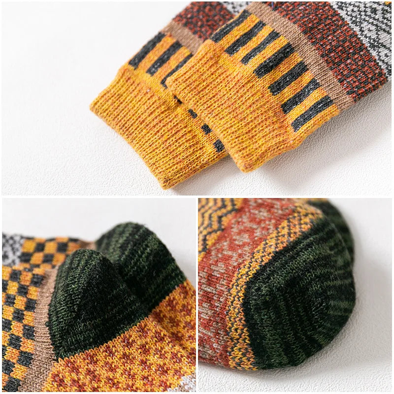 5 Pairs/lot  Winter Men's Wool Socks Thicken Sheep's Socks Warm Men Retro Style Colorful Fashion For Snow boots Man Socks