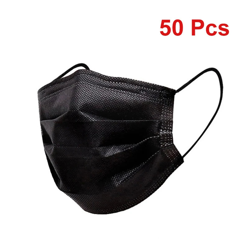 Breathe Easy. Stay Protected. — 3-Layer Disposable Face Masks | 50pcs, Melt-Blown Cloth, Anti-Dust, Earloop, 4 Colors