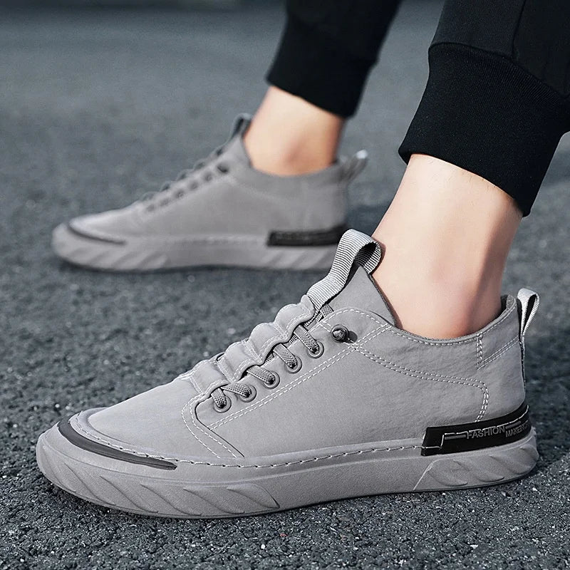 Men's Breathable Canvas Slip-On Shoes — Trendy Casual Rubber Sole Sneakers (Sizes 39-44)