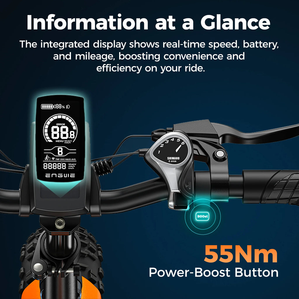 ENGWE EP-2 Boost 250W Folding Fat Tire Electric Mountain Bike — 48V 13Ah 20" 7-Speed, 60km+ Range (EU)