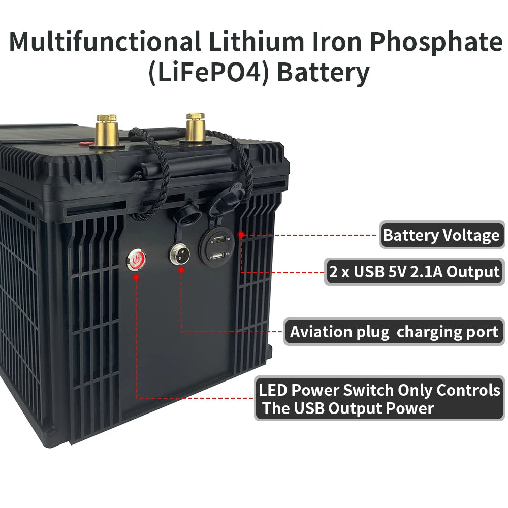 24V 100Ah LiFePO4 Lithium Iron Phosphate Battery — Deep Cycle for Solar, RV & Marine