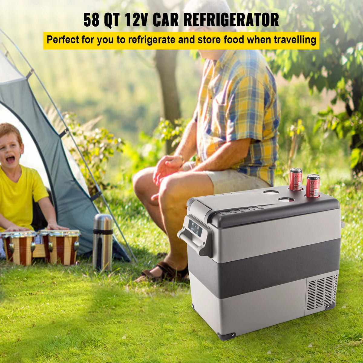 SucceBuy Portable Car Refrigerator & Freezer – 20L-55L, 12V/24V Compressor Cooler for Camping & Travel
