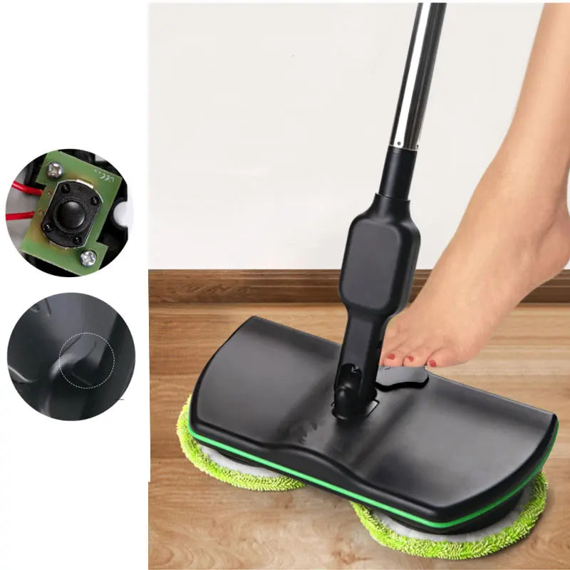 Cordless Electric Spinning Mop — 3-in-1 Rechargeable Floor Cleaner, Scrubber, Handheld Vacuum & Carpet Polisher Mop