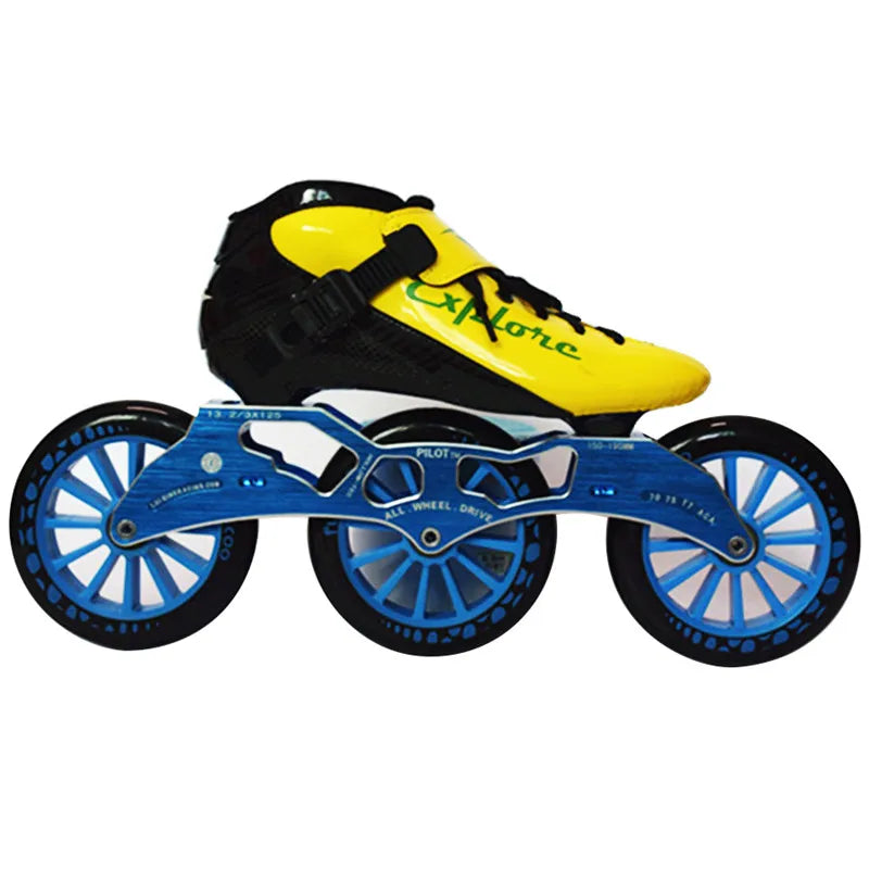 125mm 3-Wheel Marathon Inline Speed Skates – Carbon Fiber, 3x125mm Racing Skate Shoes for Kids & Adults